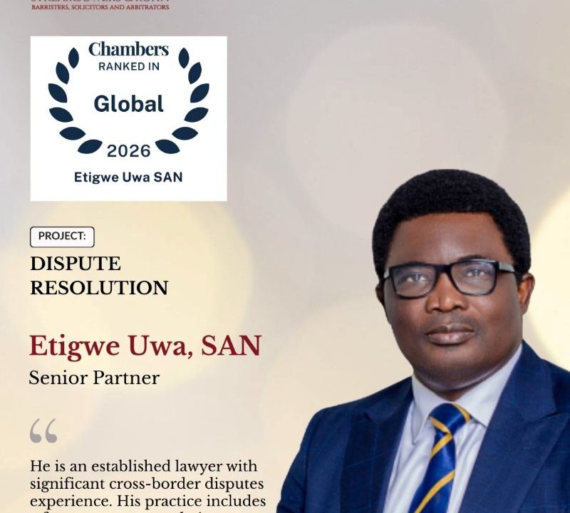 Etigwe Uwa, SAN Ranked in Chambers Global 2026 for Dispute Resolution